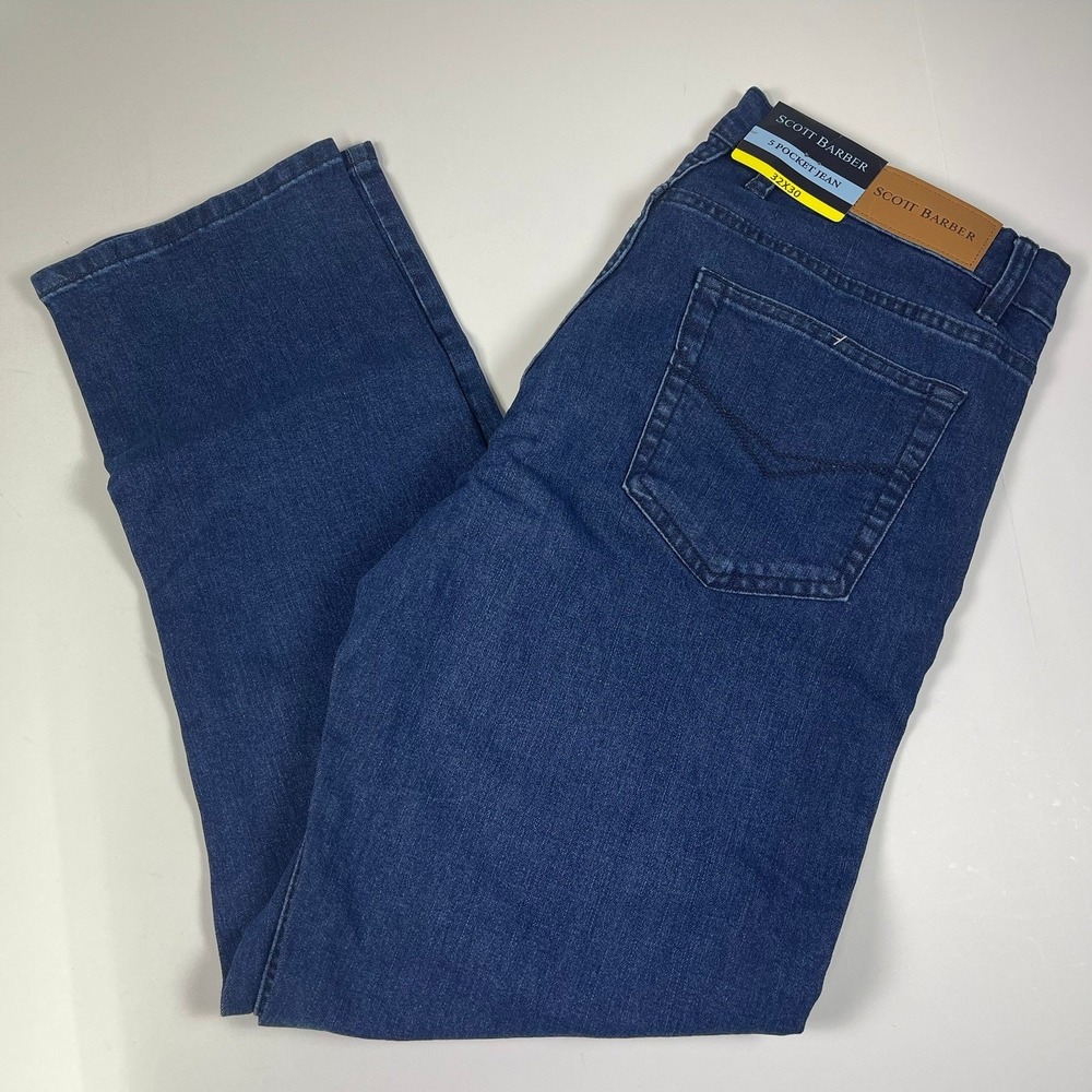 Scott Barber Men 5 Pocket Jeans Dark Blue Stretch Denim 32X30 NEW